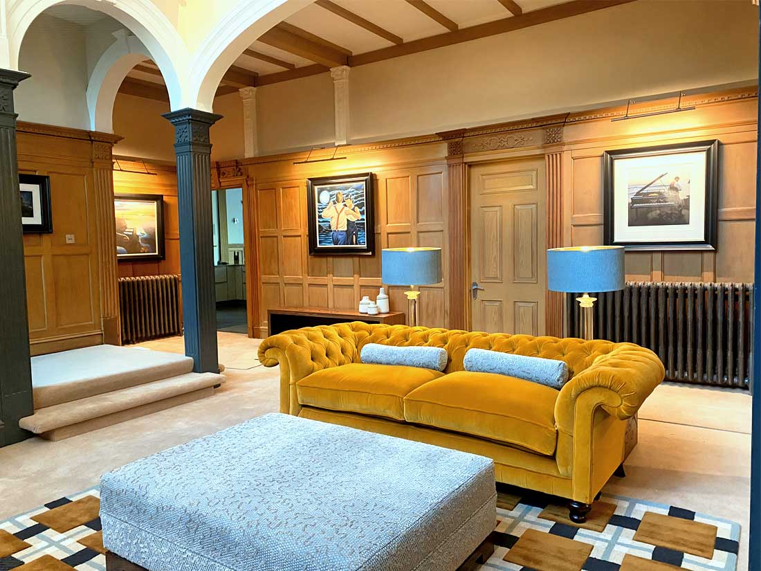 Ochre and duck egg luxury entrance hall scheme joseph king interiors bristol