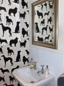 Osborne and little dog wallpaper cloakroom joseph king interiors bristol